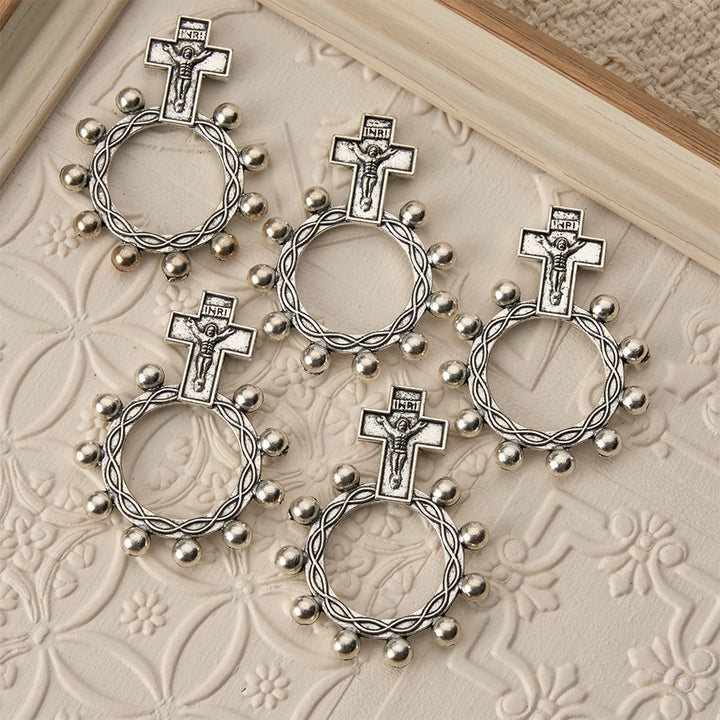 Christianartworkshop Two-Color Crucifix Finger Rosary with Embossed Jesus and Beaded Halo: A Reminder of Divine Grace - image 7