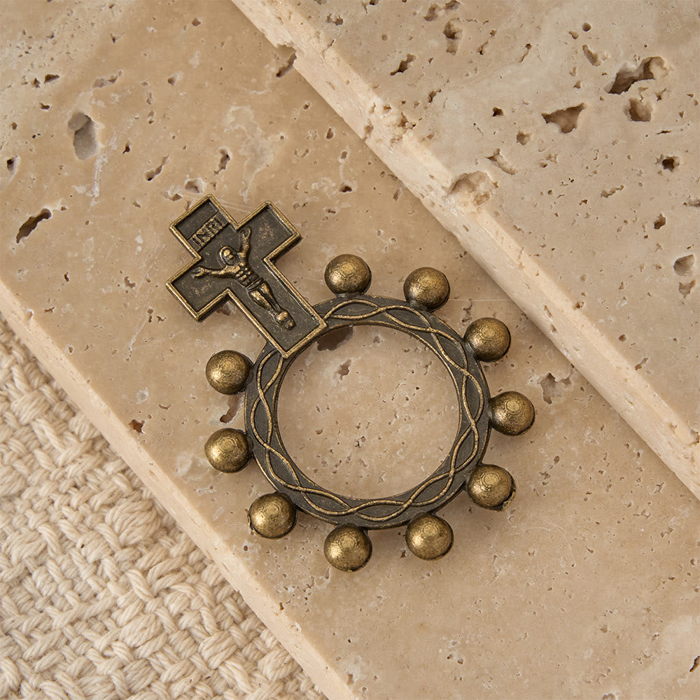 Christianartworkshop Two-Color Crucifix Finger Rosary with Embossed Jesus and Beaded Halo: A Reminder of Divine Grace - image 5