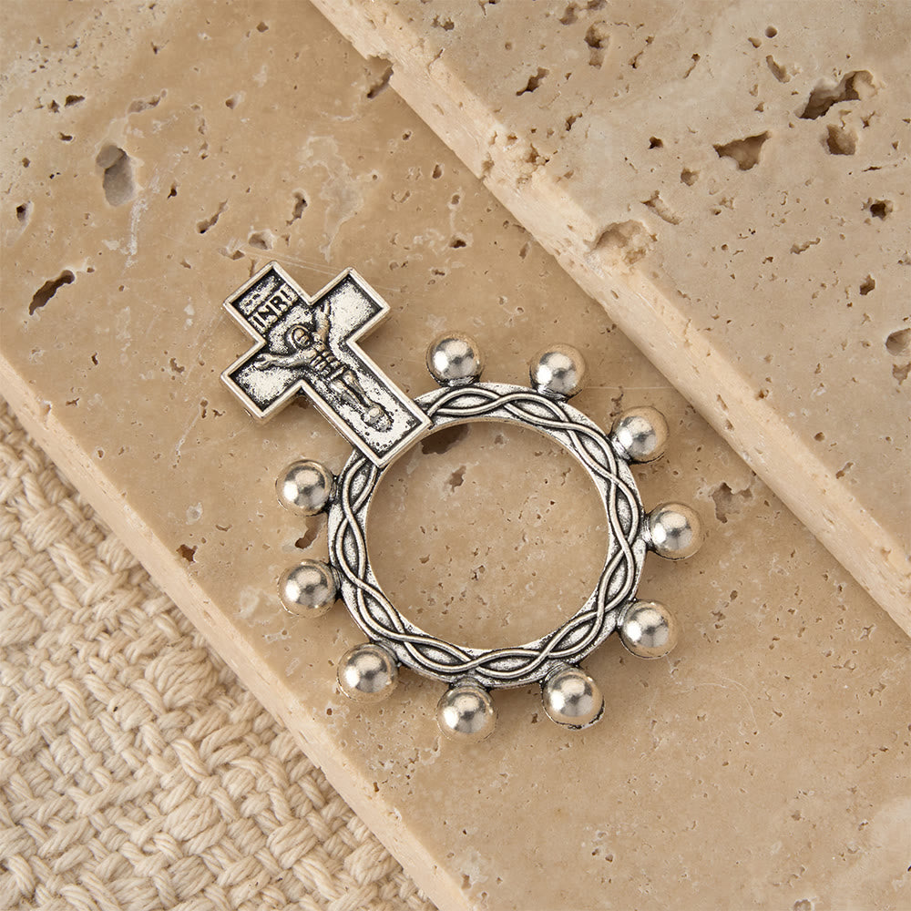 Christianartworkshop Two-Color Crucifix Finger Rosary with Embossed Jesus and Beaded Halo: A Reminder of Divine Grace - image 11