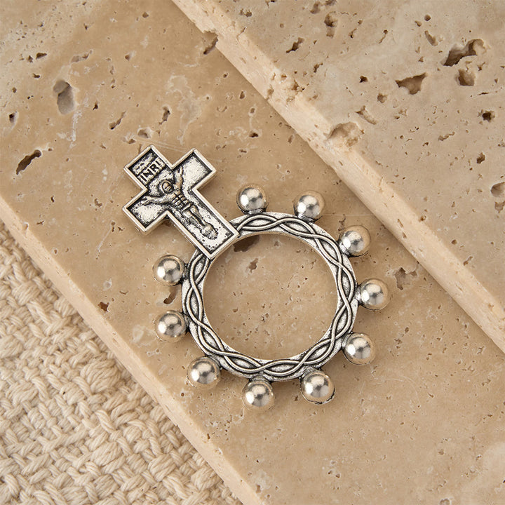 Christianartworkshop Two-Color Crucifix Finger Rosary with Embossed Jesus and Beaded Halo: A Reminder of Divine Grace - image 11