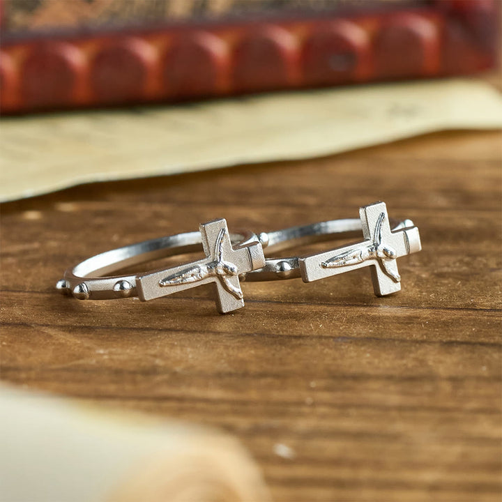 Christianartworkshop Classic Rosary Ring with Crucifix and Continuous Beaded Prayer Band: A Timeless Emblem of Devotion - image 6