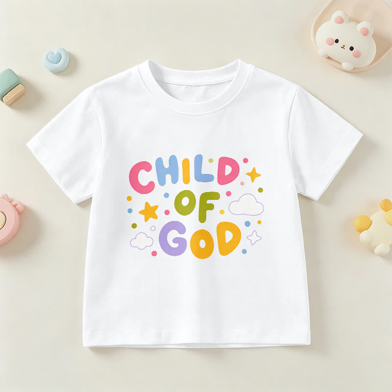 Christianartworkshop Whimsical Pastel Block Letter Child of God Kids T-Shirt - White - US/UK/AU 14, EU170 - image 3