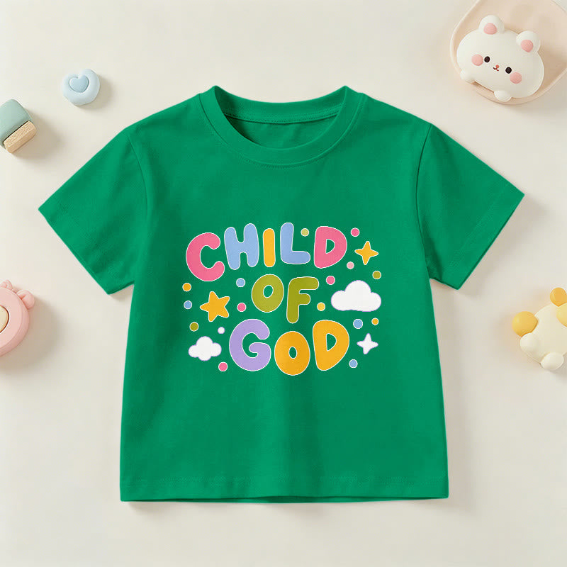 Christianartworkshop Whimsical Pastel Block Letter Child of God Kids T-Shirt - Green - US/UK/AU 14, EU170 - image 0