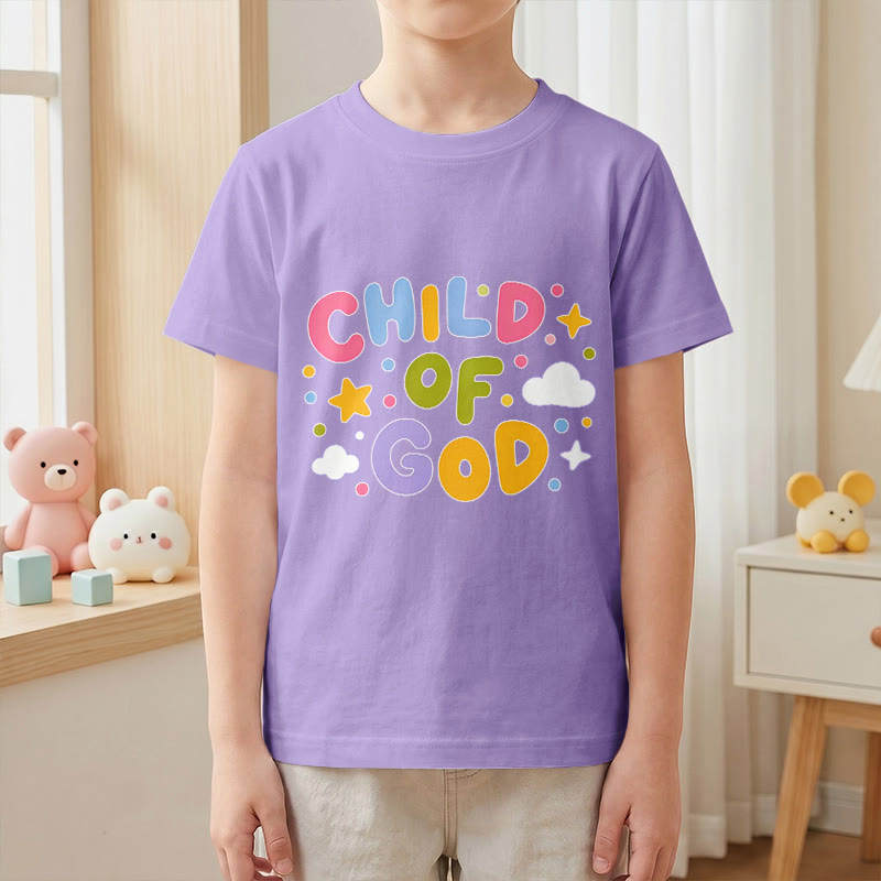 Christianartworkshop Whimsical Pastel Block Letter Child of God Kids T-Shirt - image 10