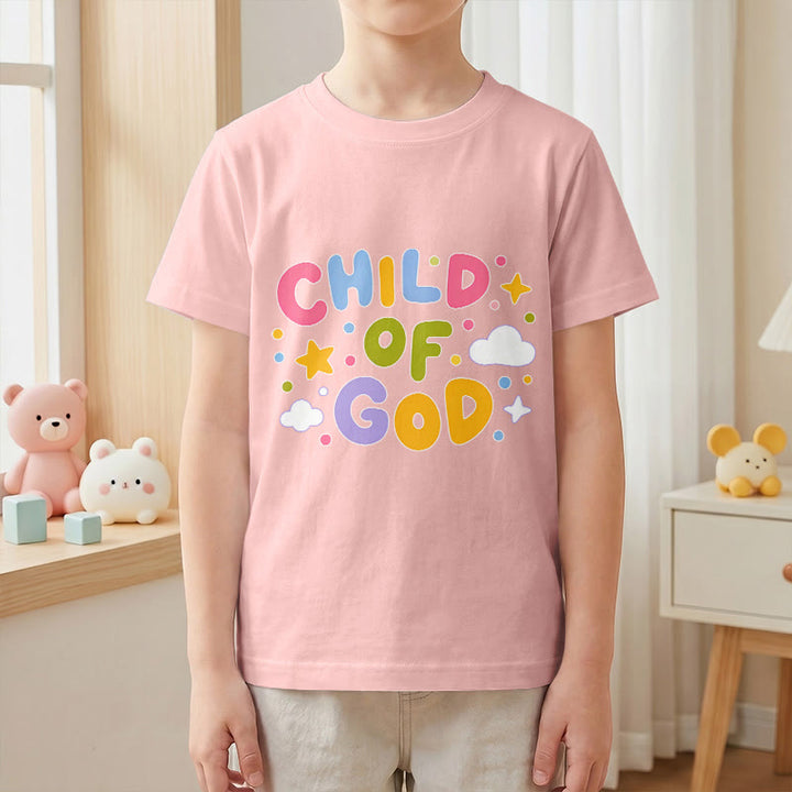 Christianartworkshop Whimsical Pastel Block Letter Child of God Kids T-Shirt - image 16