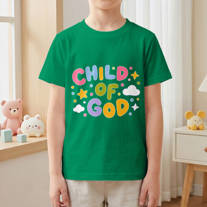 Christianartworkshop Whimsical Pastel Block Letter Child of God Kids T-Shirt - image 1