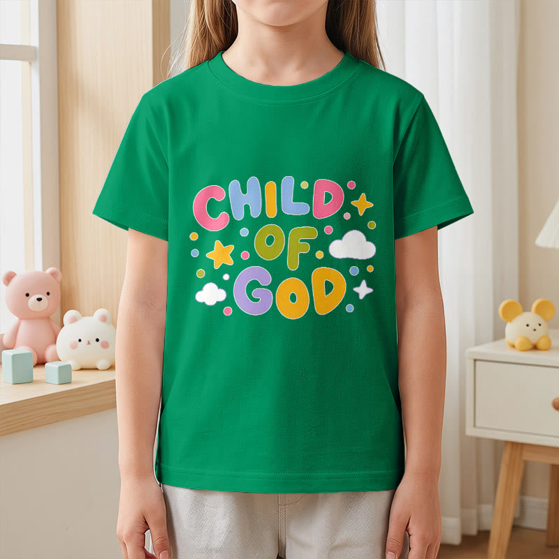 Christianartworkshop Whimsical Pastel Block Letter Child of God Kids T-Shirt - image 2