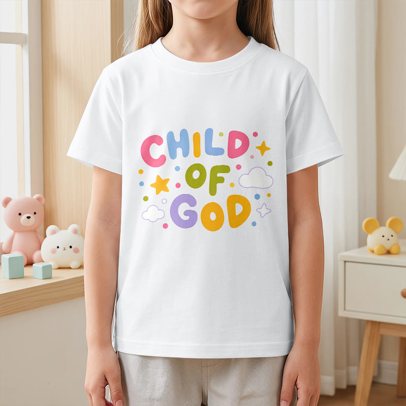 Christianartworkshop Whimsical Pastel Block Letter Child of God Kids T-Shirt - image 5