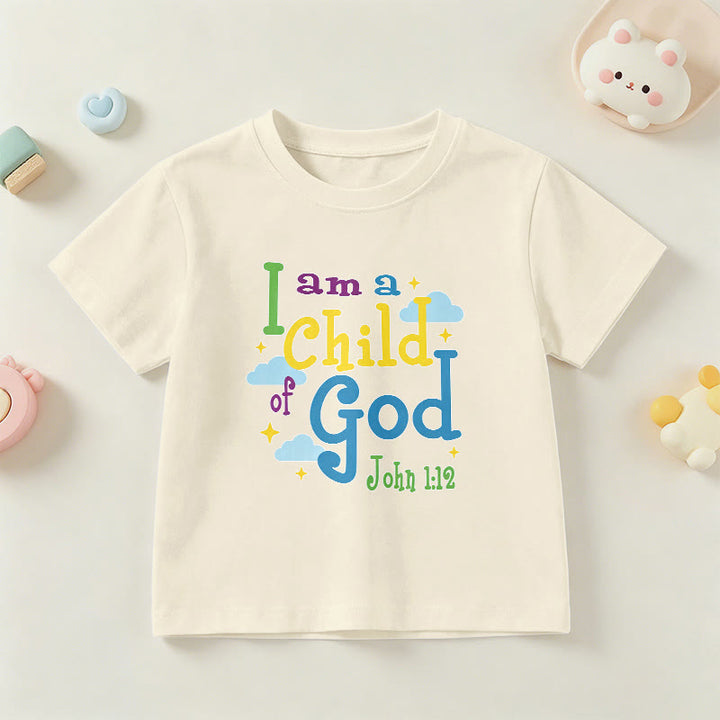 Christianartworkshop Uplifting Whimsical Cloud & Star I Am a Child of God John 1:12 Kids T-Shirt - Beige - US/UK/AU 14, EU170 - image 21