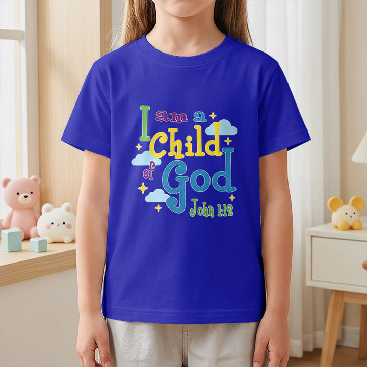 Christianartworkshop Uplifting Whimsical Cloud & Star I Am a Child of God John 1:12 Kids T-Shirt - image 8