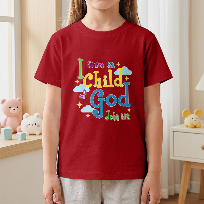Christianartworkshop Uplifting Whimsical Cloud & Star I Am a Child of God John 1:12 Kids T-Shirt - image 2