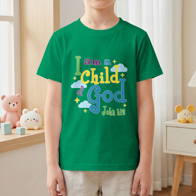 Christianartworkshop Uplifting Whimsical Cloud & Star I Am a Child of God John 1:12 Kids T-Shirt - image 16