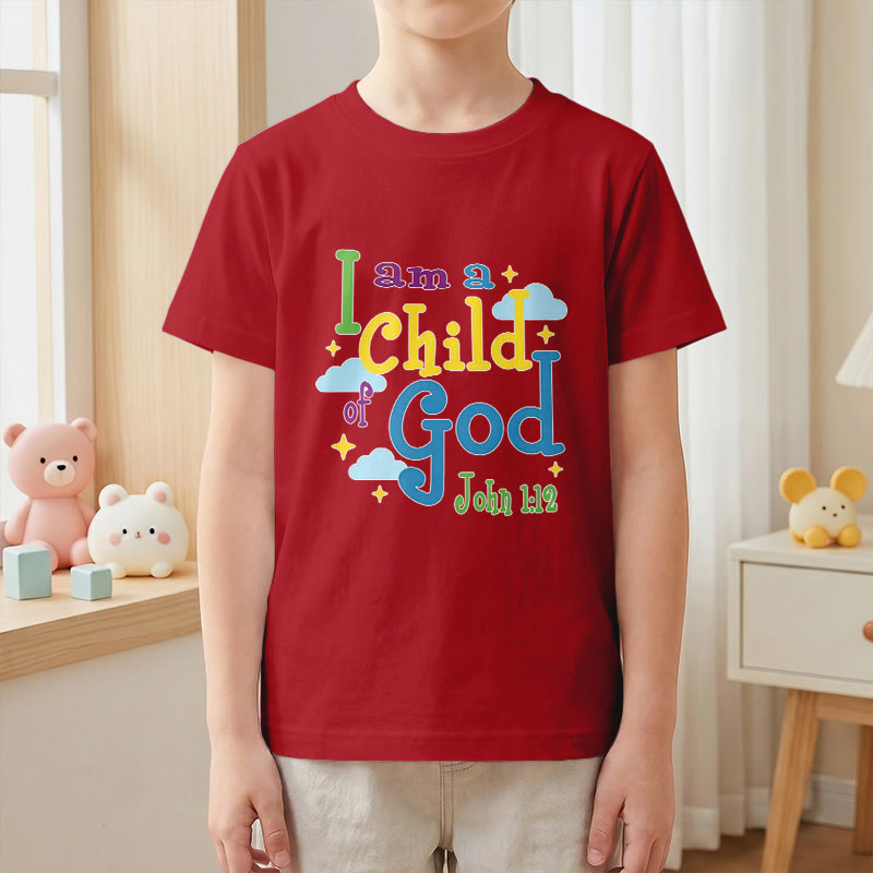 Christianartworkshop Uplifting Whimsical Cloud & Star I Am a Child of God John 1:12 Kids T-Shirt - image 1