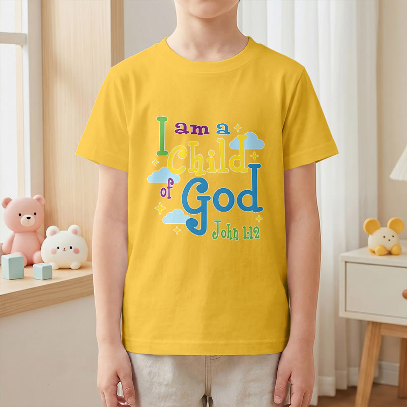Christianartworkshop Uplifting Whimsical Cloud & Star I Am a Child of God John 1:12 Kids T-Shirt - image 28