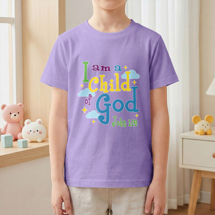 Christianartworkshop Uplifting Whimsical Cloud & Star I Am a Child of God John 1:12 Kids T-Shirt - image 10