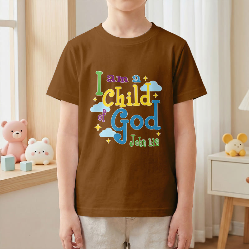 Christianartworkshop Uplifting Whimsical Cloud & Star I Am a Child of God John 1:12 Kids T-Shirt - image 20