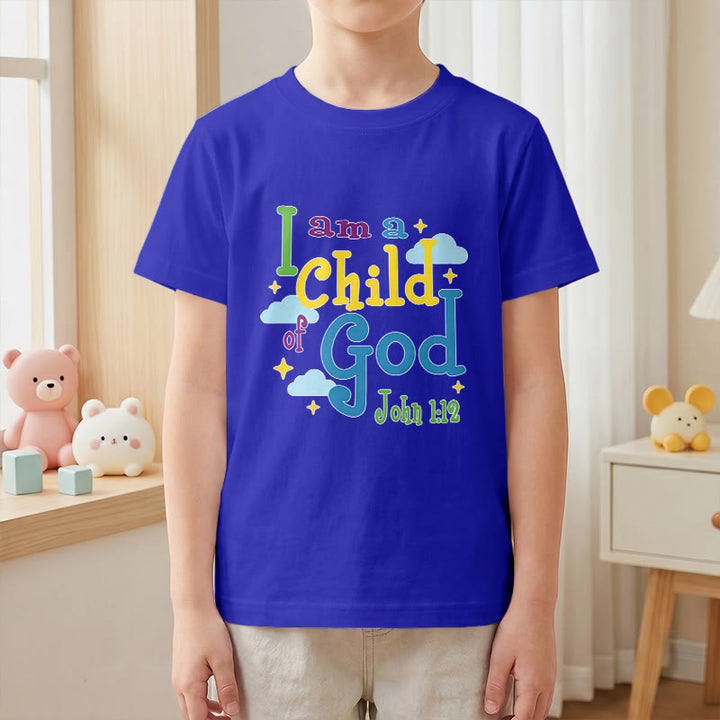 Christianartworkshop Uplifting Whimsical Cloud & Star I Am a Child of God John 1:12 Kids T-Shirt - image 7
