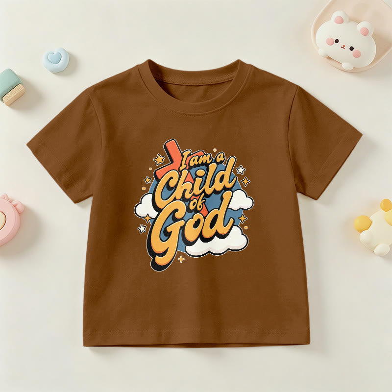 Christianartworkshop Playful Cross and Cloud Accent I Am a Child of God Kids T-Shirt - Brown - US/UK/AU 14, EU170 - image 21