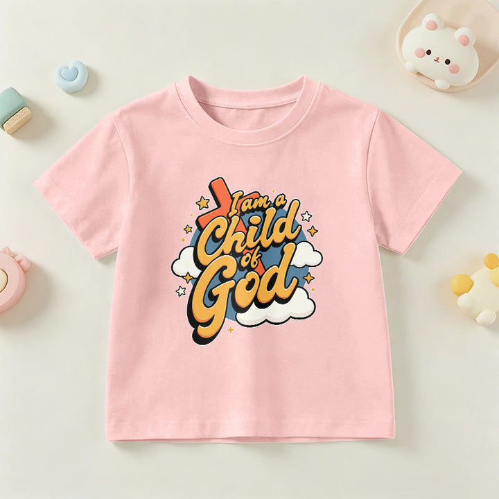 Christianartworkshop Playful Cross and Cloud Accent I Am a Child of God Kids T-Shirt - Pink - US/UK/AU 14, EU170 - image 15
