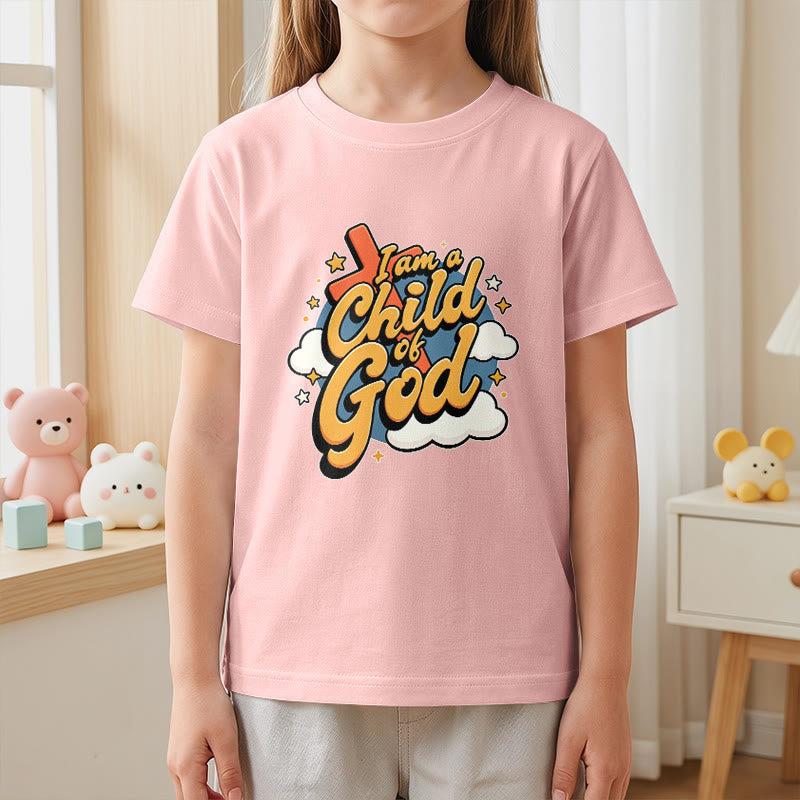 Christianartworkshop Playful Cross and Cloud Accent I Am a Child of God Kids T-Shirt - image 17