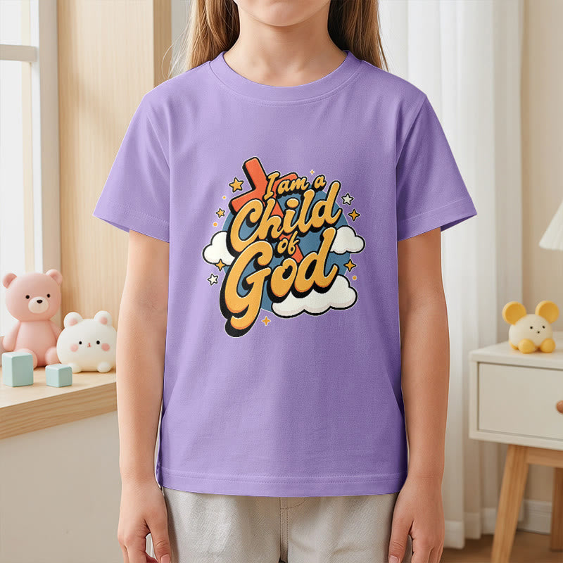 Christianartworkshop Playful Cross and Cloud Accent I Am a Child of God Kids T-Shirt - image 11