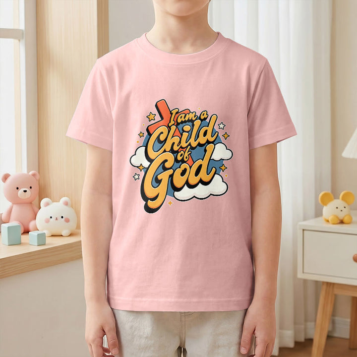 Christianartworkshop Playful Cross and Cloud Accent I Am a Child of God Kids T-Shirt - image 16