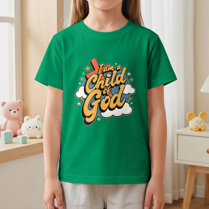 Christianartworkshop Playful Cross and Cloud Accent I Am a Child of God Kids T-Shirt - image 20