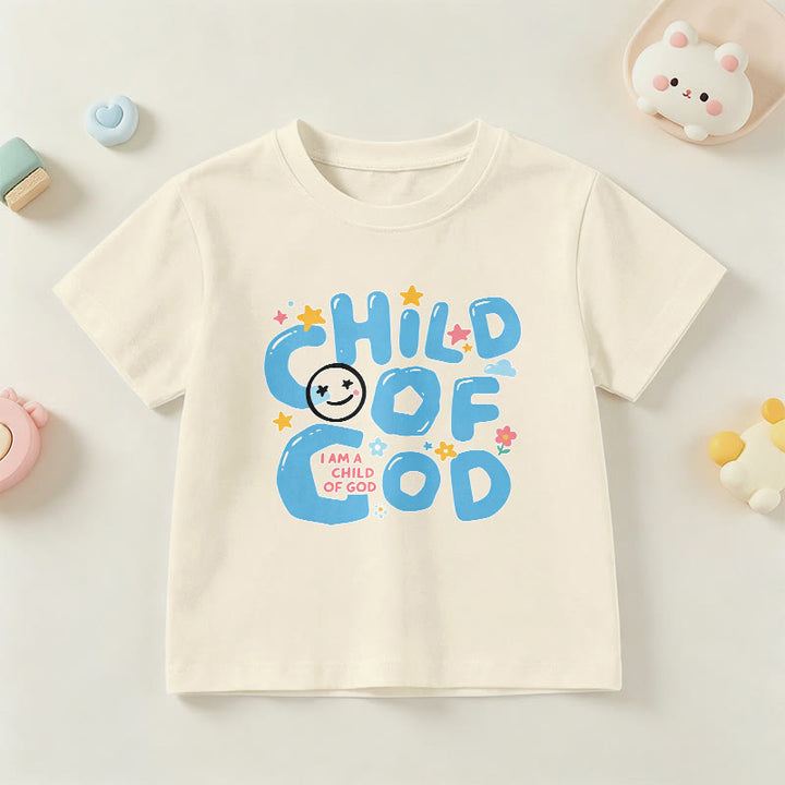 Christianartworkshop Whimsical Smiley Face and Floral Accent Child of God Kids T-Shirt - Beige - US/UK/AU 14, EU170 - image 24