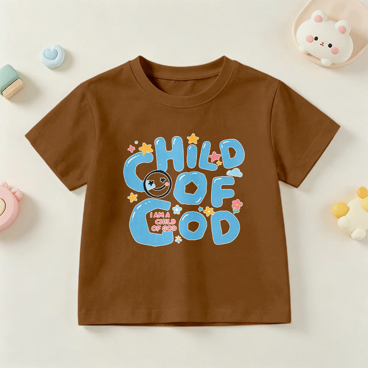 Christianartworkshop Whimsical Smiley Face and Floral Accent Child of God Kids T-Shirt - Brown - US/UK/AU 14, EU170 - image 21