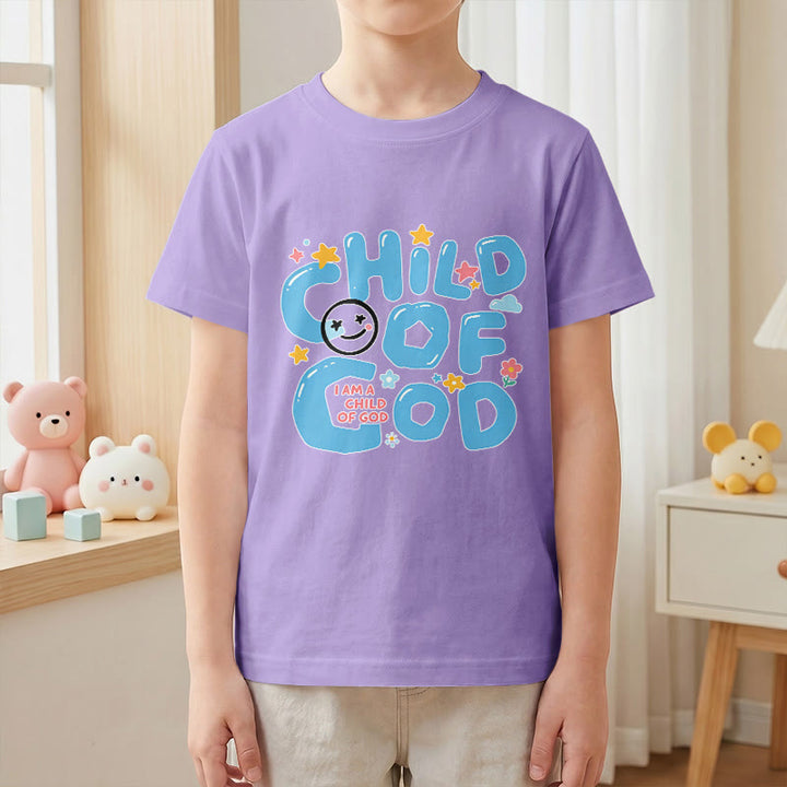 Christianartworkshop Whimsical Smiley Face and Floral Accent Child of God Kids T-Shirt - image 10