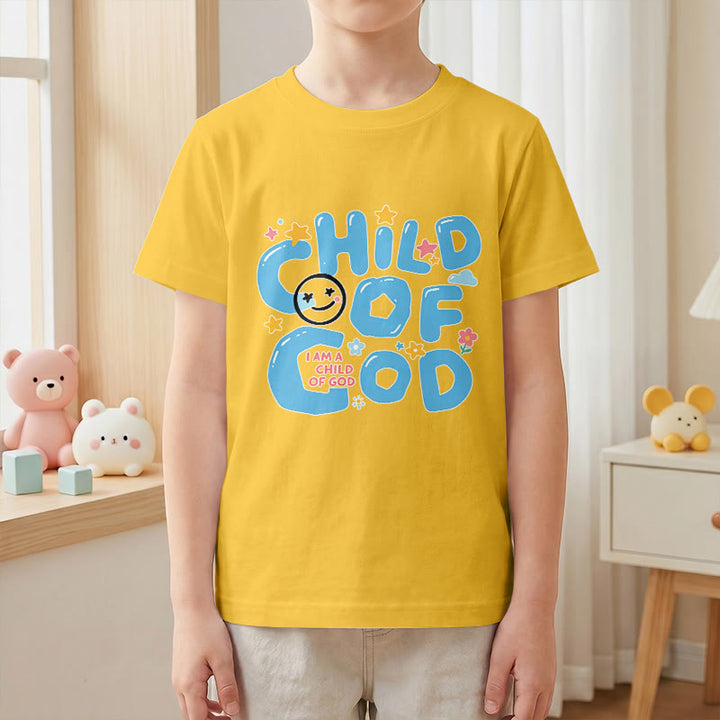 Christianartworkshop Whimsical Smiley Face and Floral Accent Child of God Kids T-Shirt - image 1