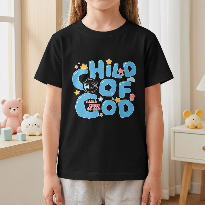 Christianartworkshop Whimsical Smiley Face and Floral Accent Child of God Kids T-Shirt - image 29