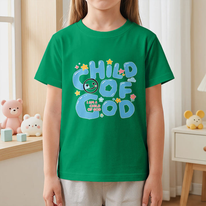 Christianartworkshop Whimsical Smiley Face and Floral Accent Child of God Kids T-Shirt - image 20