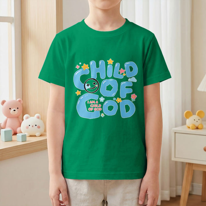 Christianartworkshop Whimsical Smiley Face and Floral Accent Child of God Kids T-Shirt - image 19