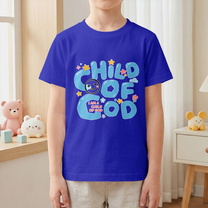 Christianartworkshop Whimsical Smiley Face and Floral Accent Child of God Kids T-Shirt - image 7