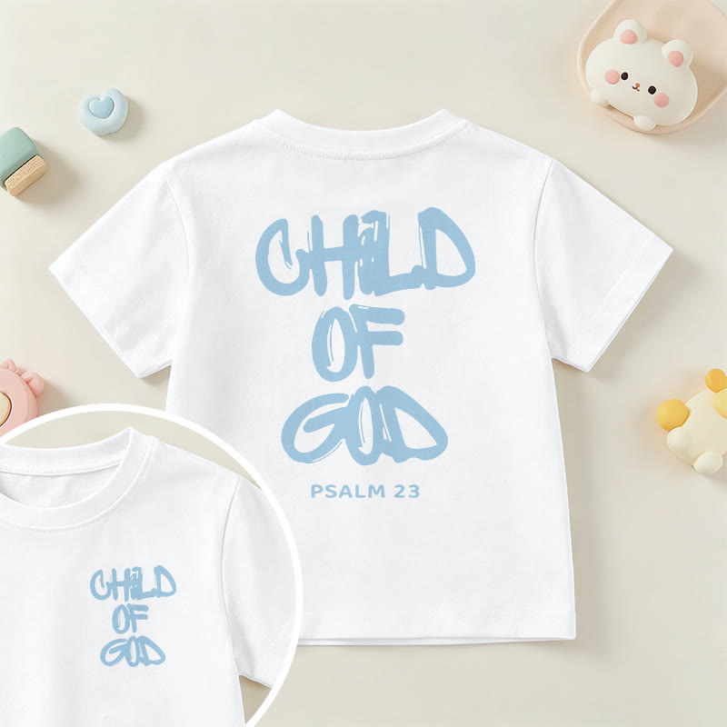 Christianartworkshop Devotional Scripture Verse Child of God Psalm 23 Kids T-Shirt - White - US/UK/AU 14, EU170 - image 0