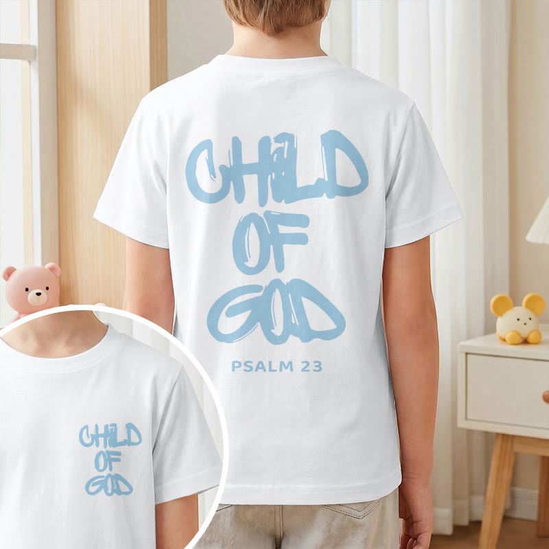 Christianartworkshop Devotional Scripture Verse Child of God Psalm 23 Kids T-Shirt - image 1
