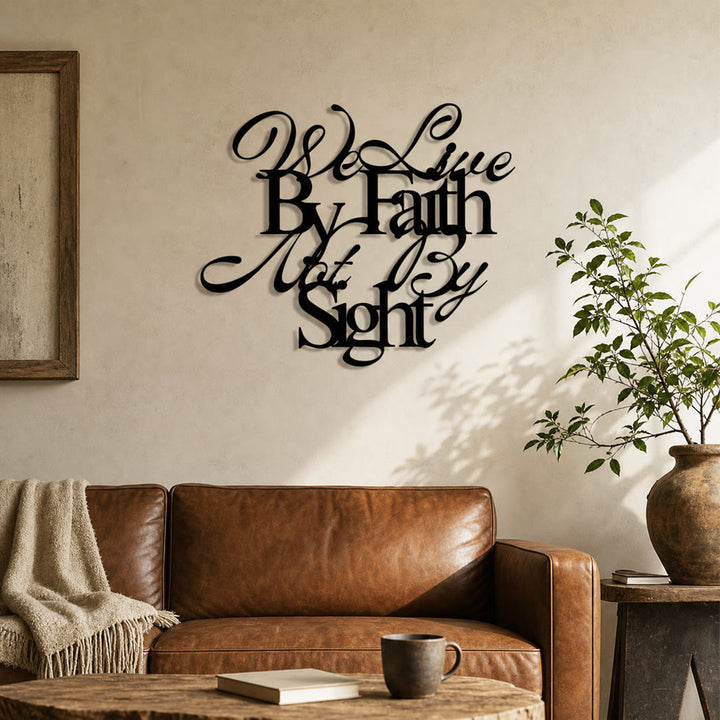 Christianartworkshop We Live By Faith Not By Sight Cursive Script Metal Wall Decor: A Bold Reminder of Trusting the Unseen - image 3