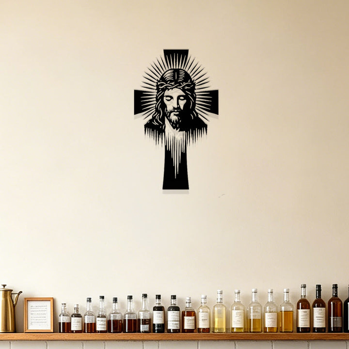 Christianartworkshop Radiant Jesus Cross Metal Wall Decor: A Symbol of Divine Light and Grace - image 4