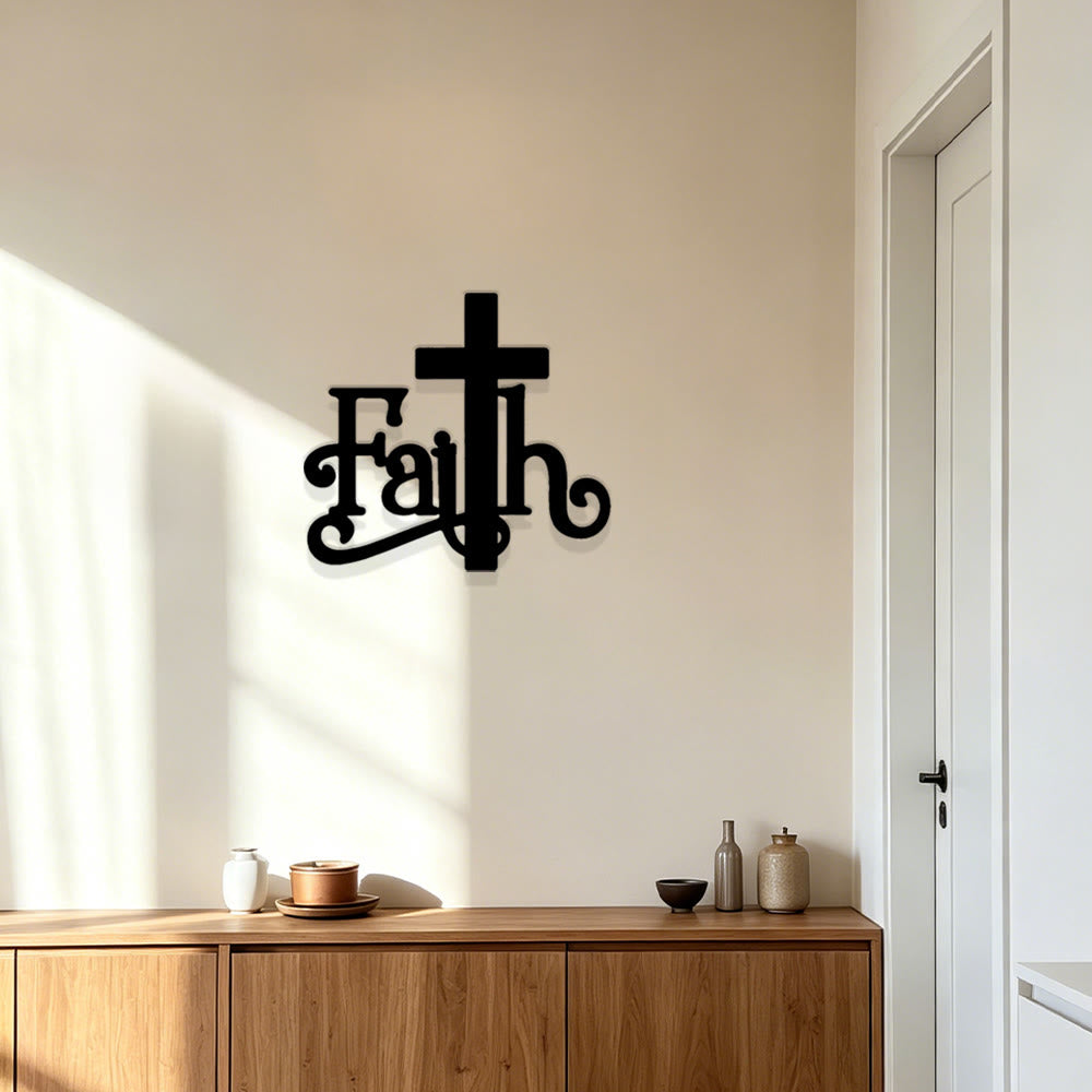 Christianartworkshop Modern Faith Word Cross Metal Wall Decor: A Powerful Symbol of Faith - image 3
