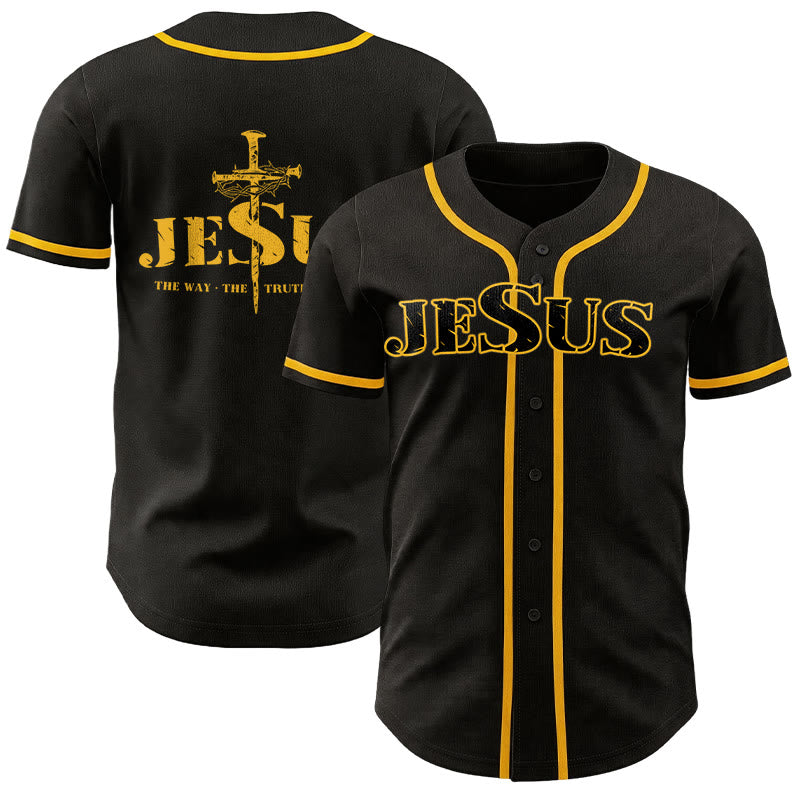 Christianartworkshop Jesus Cross Nail and Crown of Thorns Baseball Jersey - 5XL - image 0