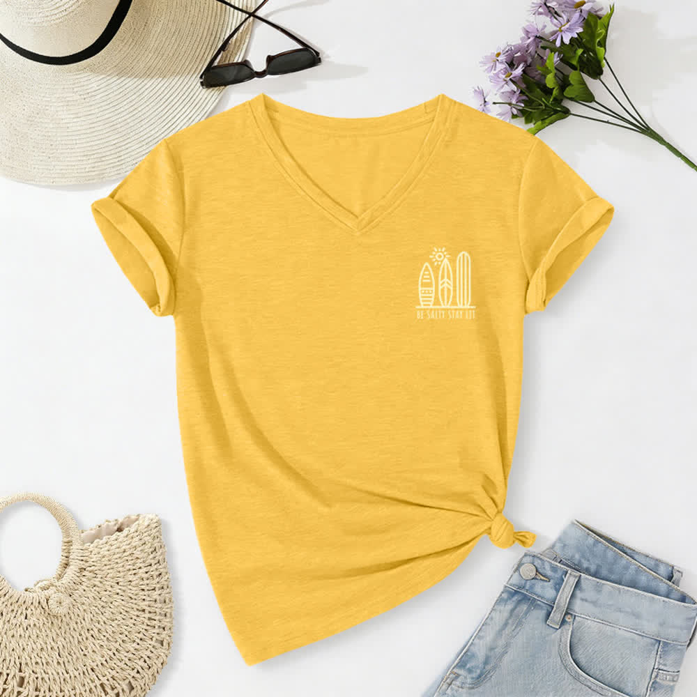 Christianartworkshop Women's Be Salty Stay Lit Printed Casual V-neck T-shirt - image 27