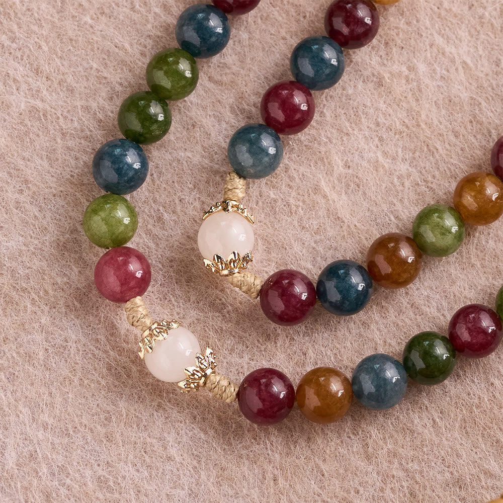 Christianartworkshop Colorful Tourmaline Beads Rosary with Square Divine Mercy and Golden Crucifix - image 9