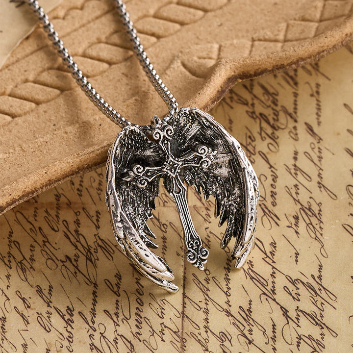 FREE Today: Guardian Angel Wings Cross Pendant Necklace: Spiritual Protection Jewelry - Guardian Angel Wings - image 0