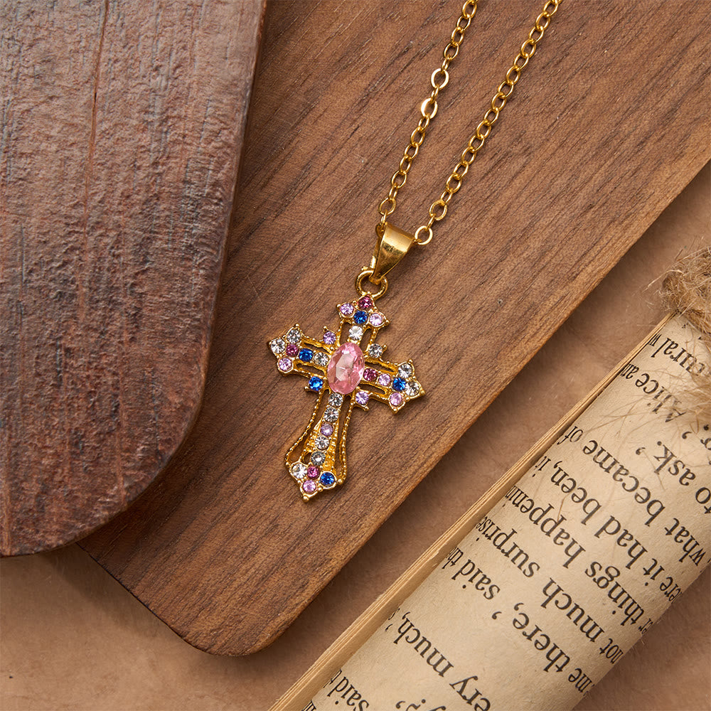 FREE Today: Ornate Multi-Color Zircon Cross Pendant Necklace: A Symbol of Vibrant Faith and Divine Light - image 4