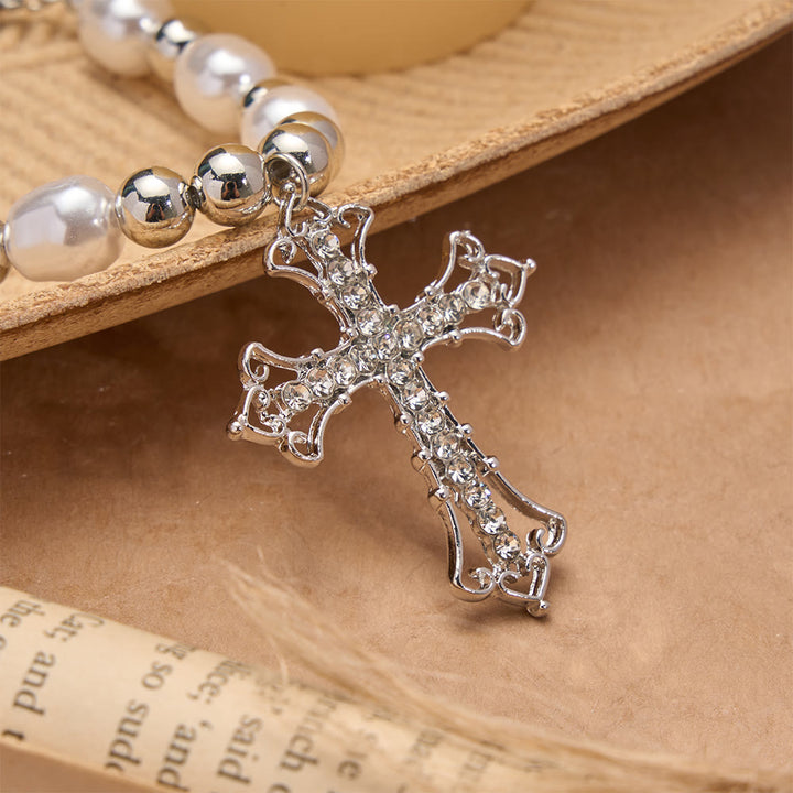 Christianartworkshop Baroque Pearl & Zircon Gothic Cross Necklace: A Symbol of Faith and Romantic Devotion - image 6