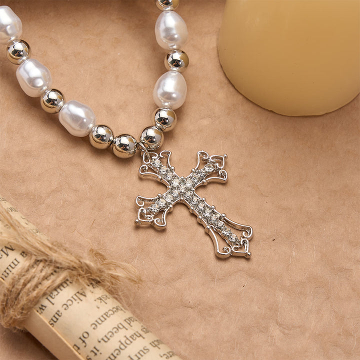 FREE Today: Baroque Pearl & Zircon Gothic Cross Necklace: A Symbol of Faith and Romantic Devotion - image 2