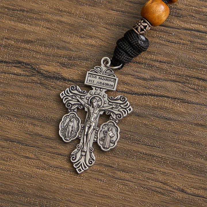 Christianartworkshop Traditional Rustic Wood 5/15/20 Decade Prayer Rosary with St. Benedict Medal & Crucifix - image 16