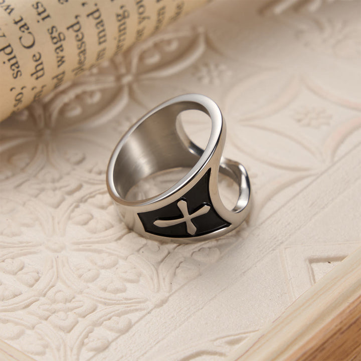 FREE Today: Classic Cross Bottle Opener Ring with Two-Tone Options and Open Band Design: A Timeless Emblem of Devotion - image 3