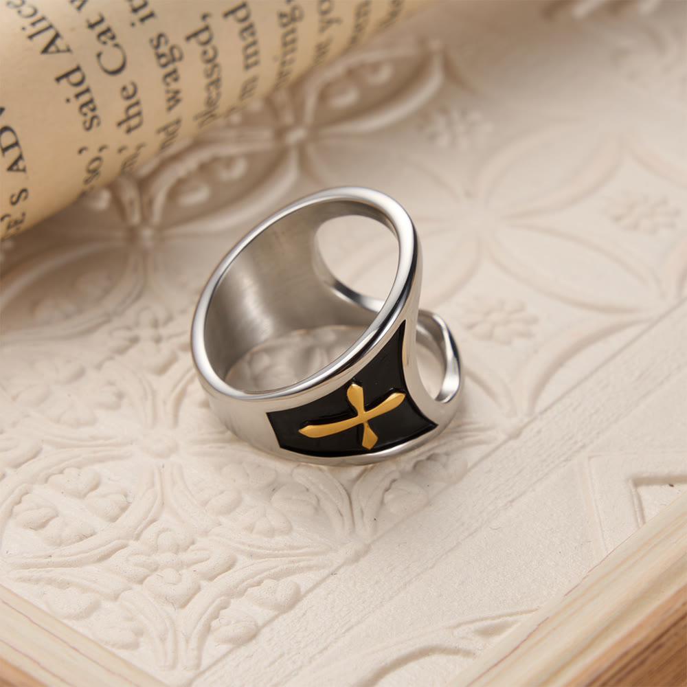 FREE Today: Classic Cross Bottle Opener Ring with Two-Tone Options and Open Band Design: A Timeless Emblem of Devotion - image 5